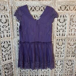 Indigo Thread Purple Crochet Lace Boho Romantic Cottagecore Sleeveless Top-L